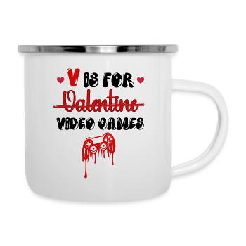 Gamer Valentine - Love & Play Controller Herz-T-Shirt - Emaille-Tasse - Weiß - Rechts