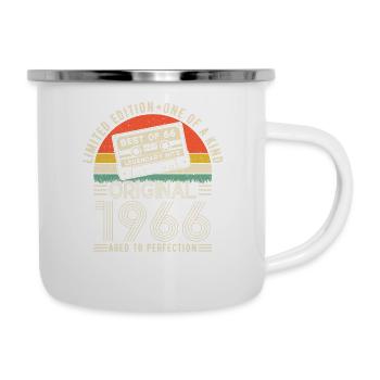 Jahrgang 1966 – 58 Jahre Original - Emaille-Tasse - Weiß - Rechts