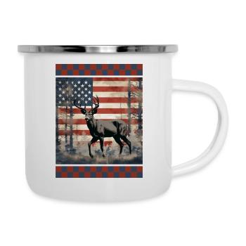 Double motif drapeau américain traditionnel Woodland - Tasse émaillée - blanc - Droite