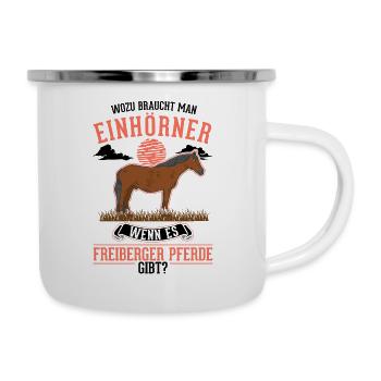 Freiberg Cheval Licorne - Tasse émaillée - blanc - Droite