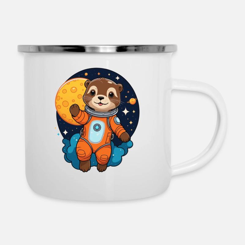 Space Otter 1 - Emaille-Tasse - Weiß