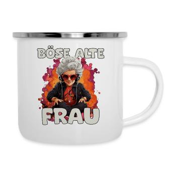 Lustiger Spruch Böse Alte Frau - Emaille-Tasse - Weiß - Rechts