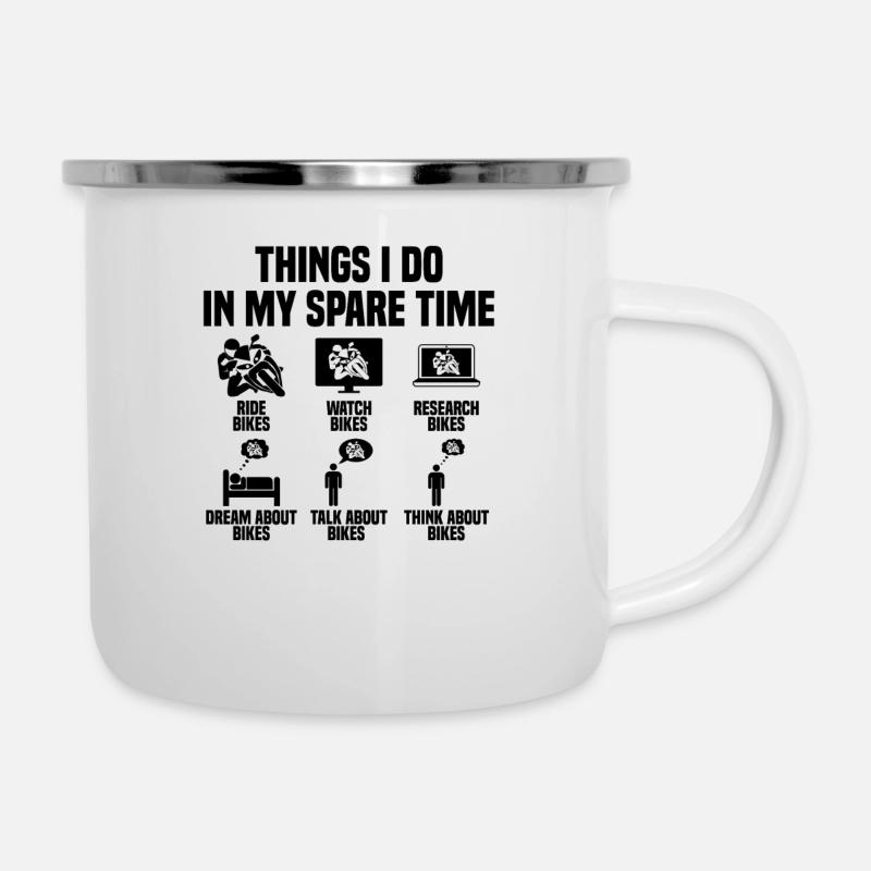 Ce que je fais pendant mon temps libre Moto - Tasse émaillée - blanc