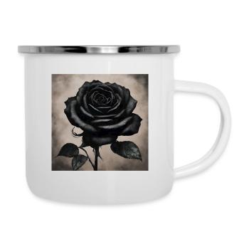 Schwarze Rose Kunstbild - Emaille-Tasse - Weiß - Rechts