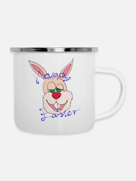 Happy Easter - Emaille-Tasse - Weiß