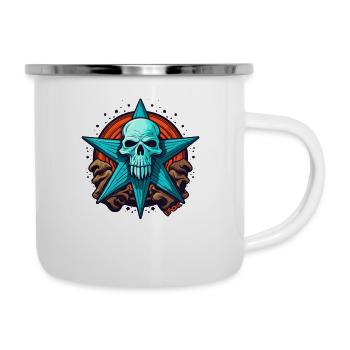 Großer Stern undTotenkopf - Emaille-Tasse - Weiß - Rechts