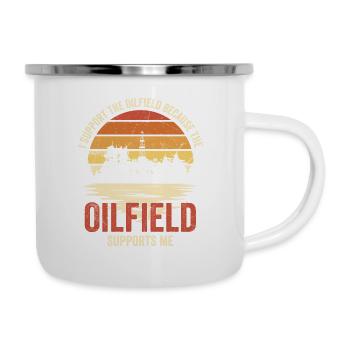 Je soutiens le travailleur de la plate-forme pétrolière des champs pétrolifères - Tasse émaillée - blanc - Droite