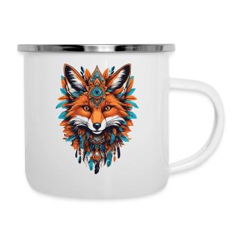 Fuchs Spirituelles Mandala Tier Traumfänger Design - Emaille-Tasse - Weiß - Rechts