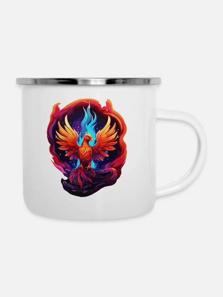 Phönix - Emaille-Tasse - Weiß