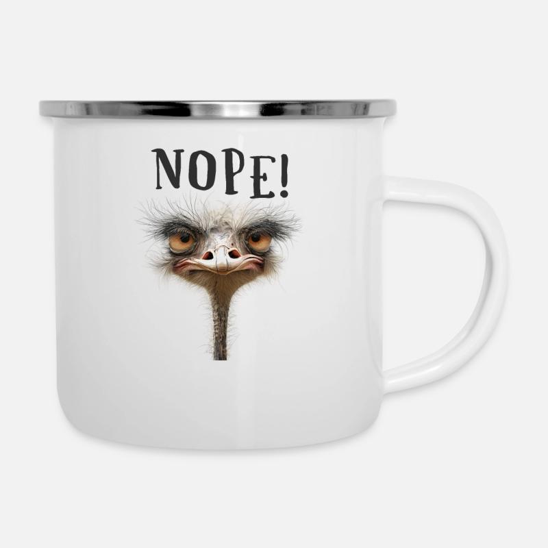 Nope! - Bird ostrich - Camper Mug - white