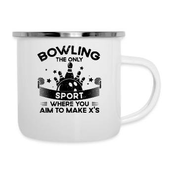 Nur Sport Zielt Darauf Ab, X Zu Machen - Bowling - Emaille-Tasse - Weiß - Rechts