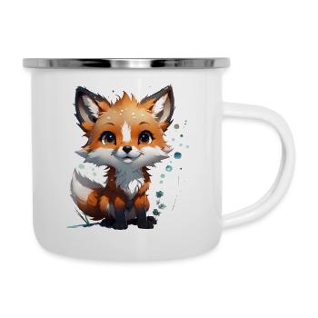 Kleiner süßer Fuchs - Emaille-Tasse - Weiß - Rechts