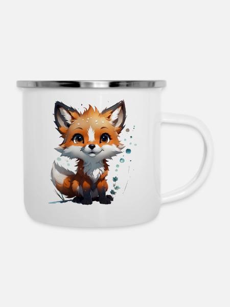 Kleiner süßer Fuchs - Emaille-Tasse - Weiß