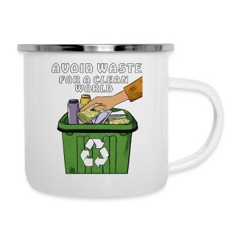 MÜLLTONNE AVOID WASTE FOR A CLEAN WORLD - Emaille-Tasse - Weiß - Rechts