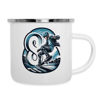 Skateboard Skater Design pour les garçons de 8 ans - Tasse émaillée - blanc - Droite