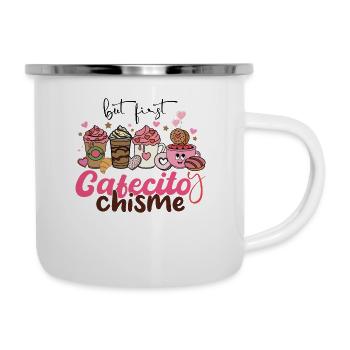Cafecito Y Chisme Tasses à café drôle Latino - Tasse émaillée - blanc - Droite