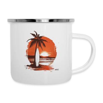 Lever du soleil Surf Île tropicale - Tasse émaillée - blanc - Droite