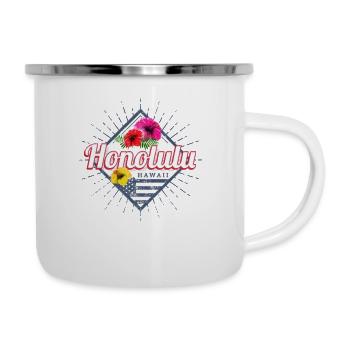 Honolulu City Hawaï États-Unis Vintage - Tasse émaillée - blanc - Droite