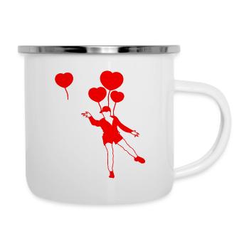 Aufsteigende Herz Luftballons - Emaille-Tasse - Weiß - Rechts