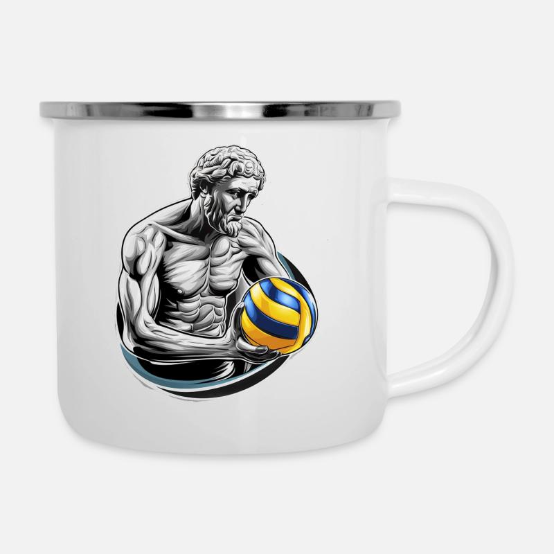 Volley-ball - Tasse émaillée - blanc