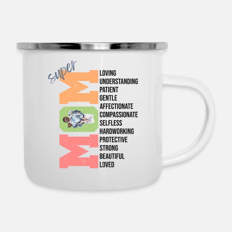 Super MAM Liebevolles Geschenk - Emaille-Tasse - Weiß