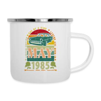 Mai 1985, Mai 1985, Mai 1985 Geburtstagsgeschenk. - Emaille-Tasse - Weiß - Rechts