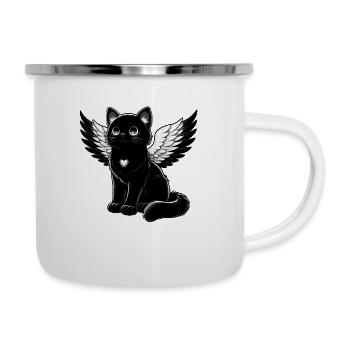 Black Cat Angel Wings Gothic Style - Camper Mug - white - Right