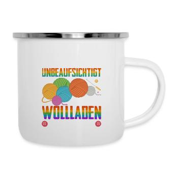 Stricken Nähen Handarbeit Häkeln Nähmotiv Spruch - Emaille-Tasse - Weiß - Rechts