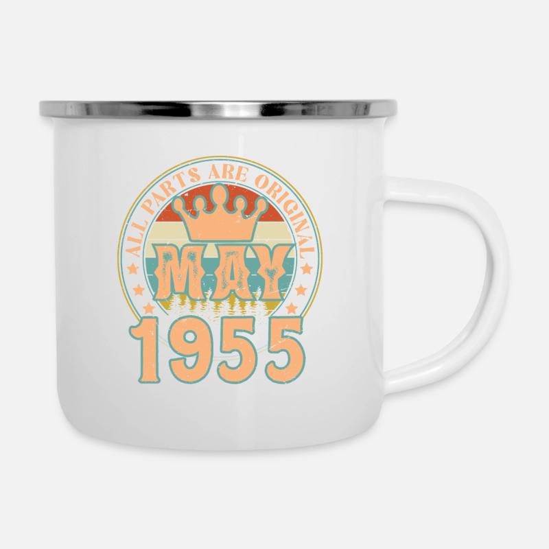 Mai 1955. Mai 1955 Geburtstagsgeschenk. Mai 1955 - Emaille-Tasse - Weiß