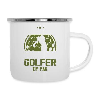 Mein Vater ist mein Lieblingsgolfer nach Par - Emaille-Tasse - Weiß - Rechts