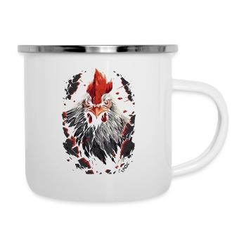 Briser les murs : un coq fort - Tasse émaillée - blanc - Droite