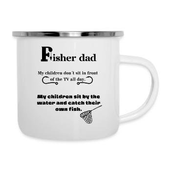 Fisher Papa - Enfant pêcheur - Pères Pêche - Pêche - Tasse émaillée - blanc - Droite