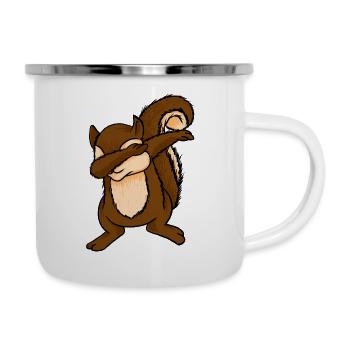 Dabbing Eichhörnchen Lustige Streifenhörnchen Dab Tierliebhaber - Emaille-Tasse - Weiß - Rechts
