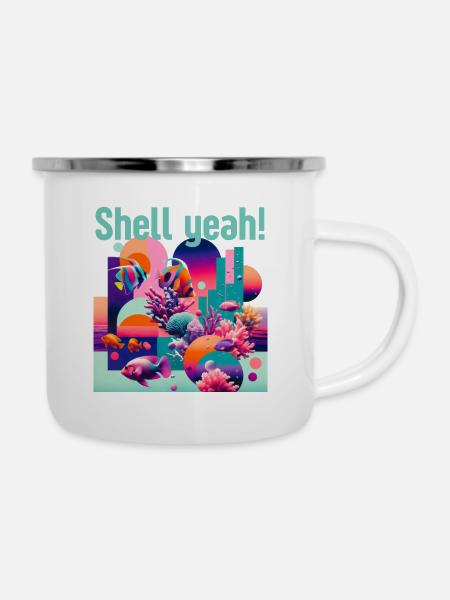 Shell Yeah! - Emaille-Tasse - Weiß