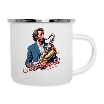 Saxophone drôle Saxophone Appel Amateur de musique jazz - Tasse émaillée - blanc - Droite