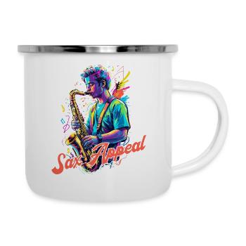 Conception de saxophone amusante pour les amateurs de musique jazz - Tasse émaillée - blanc - Droite