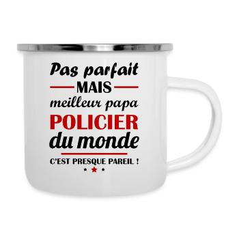 Pas parfait mais meilleur papa policier du monde - Tasse émaillée - blanc - Droite