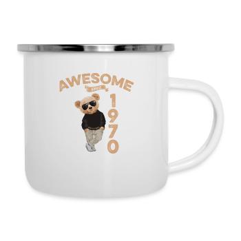 1970 Geburtstag Cool Teddy Bär Awesome since - Emaille-Tasse - Weiß - Rechts