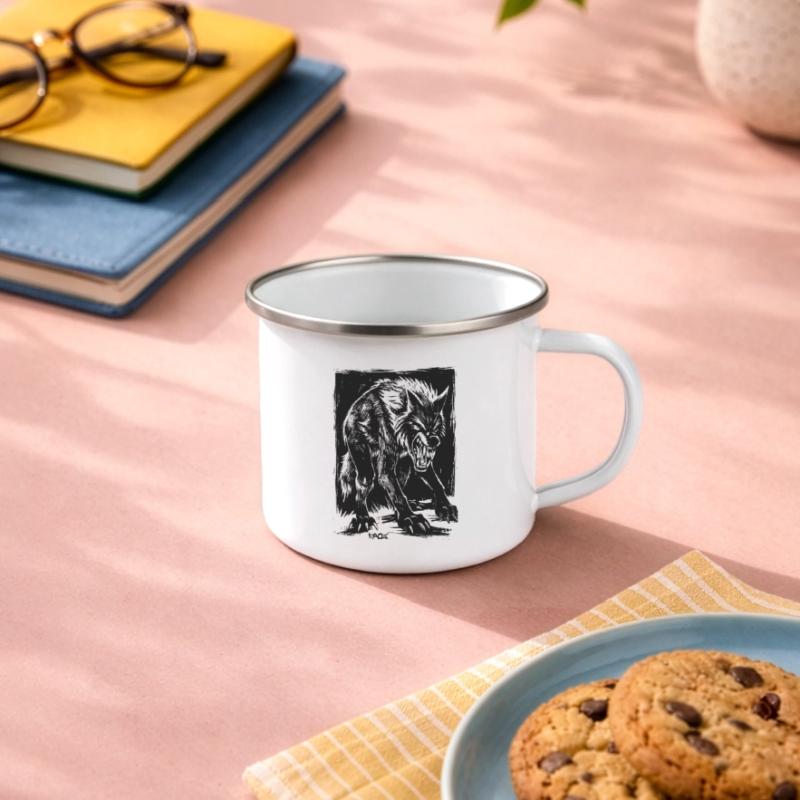 Böser Horror-Werwolf oder Wolf Emaille-Tasse