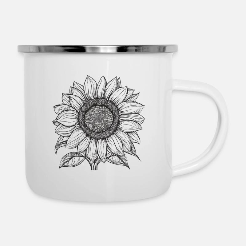 Sonnenblume, Blume, Natur, Bio, Geschenk - Emaille-Tasse - Weiß