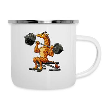 Funny Giraffe Dumbbell Workout Weight Lifting Strong - Camper Mug - white - Right