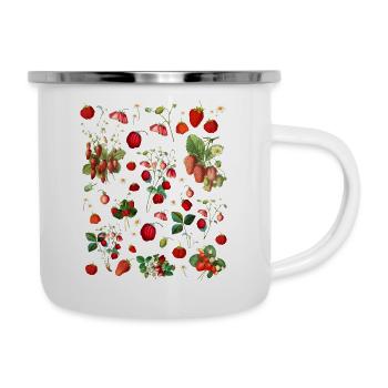 Vintage Botanical Strawberry Shirt: Cottagecore - Emaille-Tasse - Weiß - Rechts