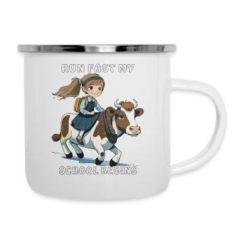 GIRL COW RUN FAST MY SCHOOL BEGINS - Camper Mug - white - Right