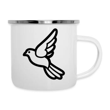 Taube - Emaille-Tasse - Weiß - Rechts