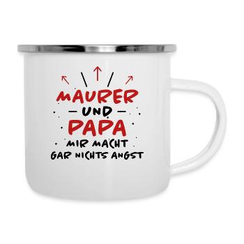 Maurer Spruch Baustelle Lustiges Maurer Geschenk - Emaille-Tasse - Weiß - Rechts