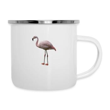 Echtes rosa Flamingo T-Shirt - Cooles Watvogel-Wortspiel - Emaille-Tasse - Weiß - Rechts