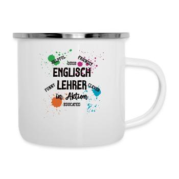 Englisch Lehrer in Aktion Englischlehrer Teacher - Emaille-Tasse - Weiß - Rechts