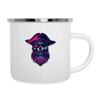 Pirat Skelett Kapitän - Emaille-Tasse - Weiß - Rechts