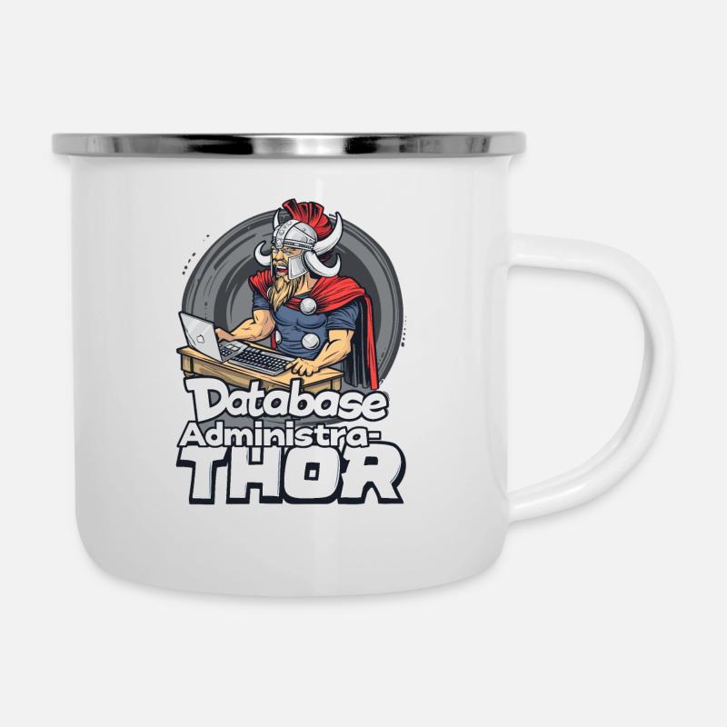 Viking Databaseadministra-thor Nerdy - Emaille-Tasse - Weiß