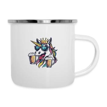 Licorne Bière Drôle - Tasse émaillée - blanc - Droite